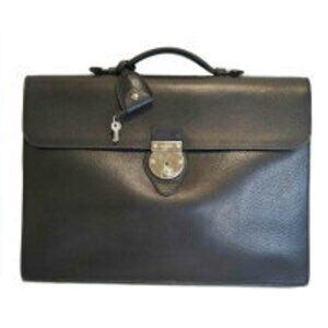 Gucci black patent leather bamboo handle briefcase